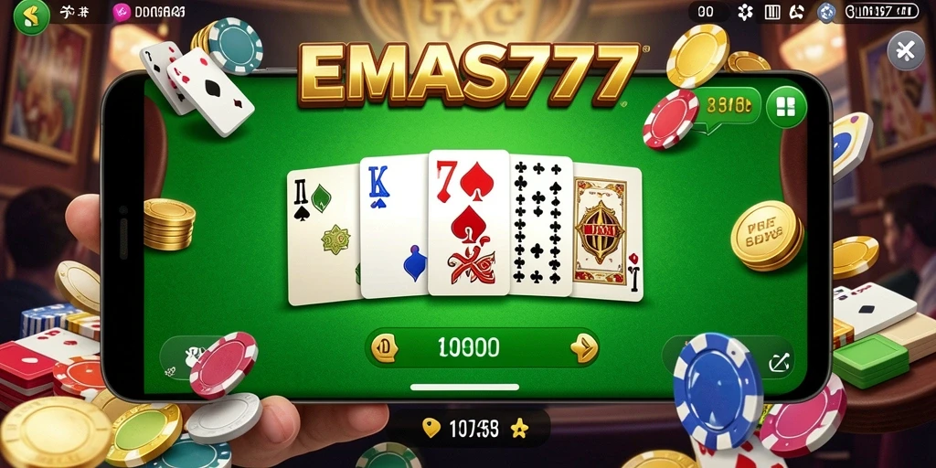 Screenshot gameplay EMAS777 menampilkan suasana permainan Domino yang seru.