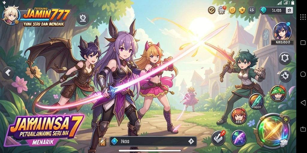 Tampilan gameplay seru dari JAMIN777 yang penuh aksi anime.
