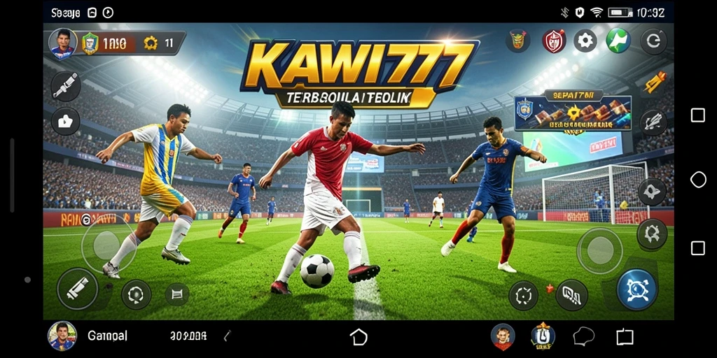 Screenshot gameplay KAWI777 dengan aksi sepak bola yang mendebarkan.