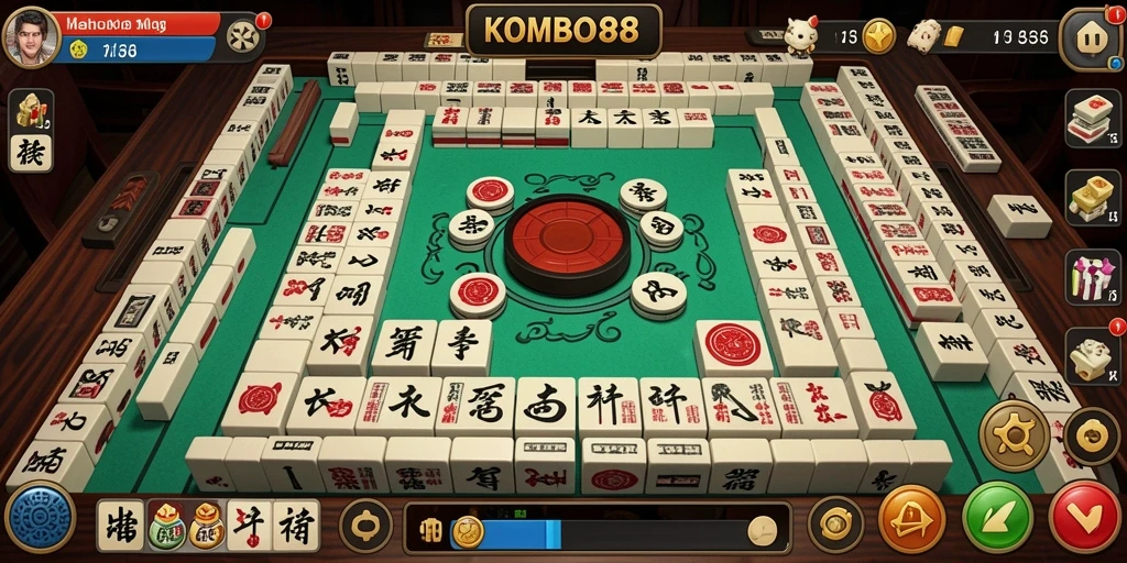 Tampilan gameplay Mahjong yang seru di KOMBO88.