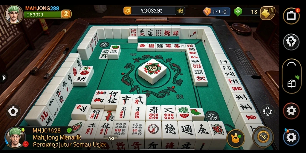 Tampilan gameplay Mahjong yang seru dan mendebarkan.